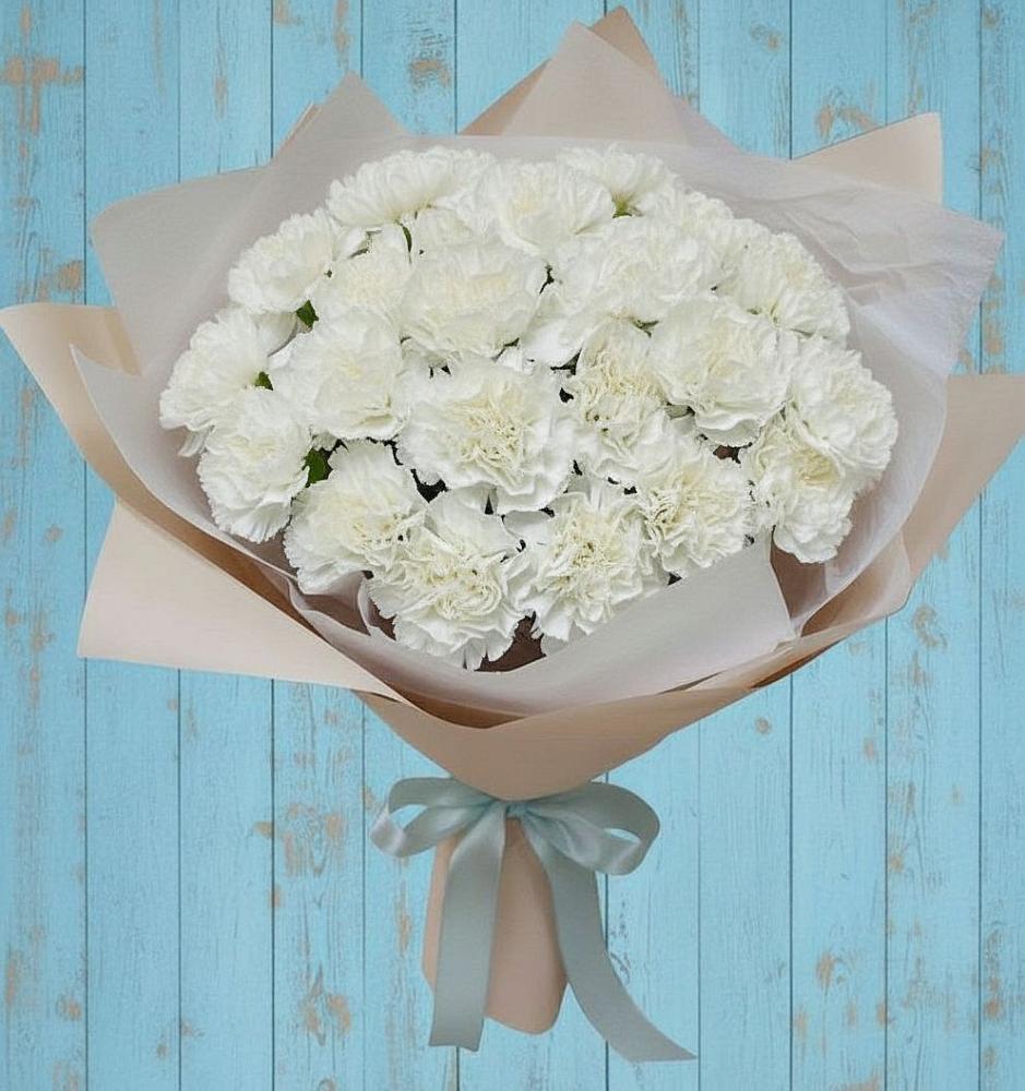 Букет цветов из: Гвоздики в Поселок Памяти 13 Борцов