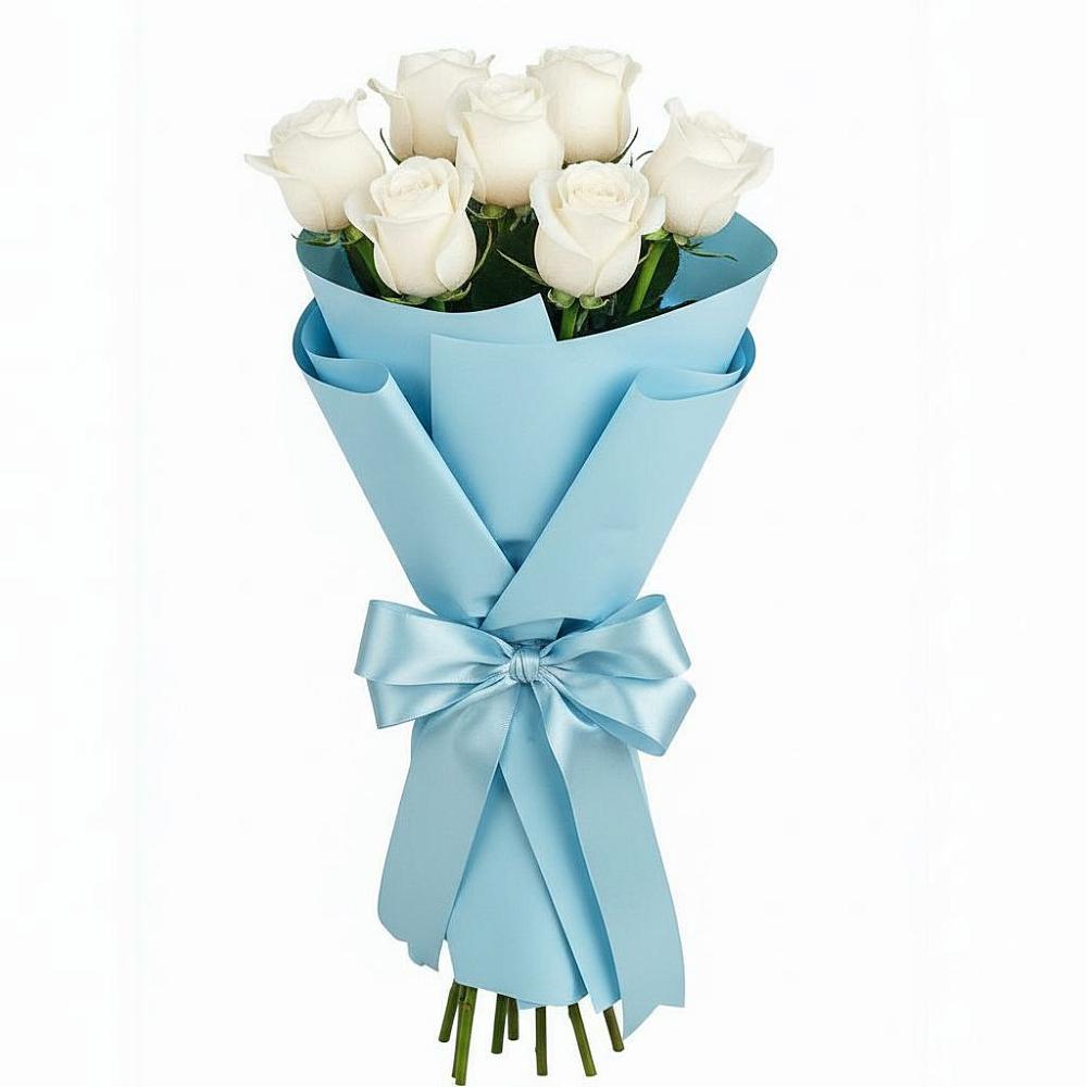 Букет 7 белых роз Проуд в Поселок Памяти 13 Борцов