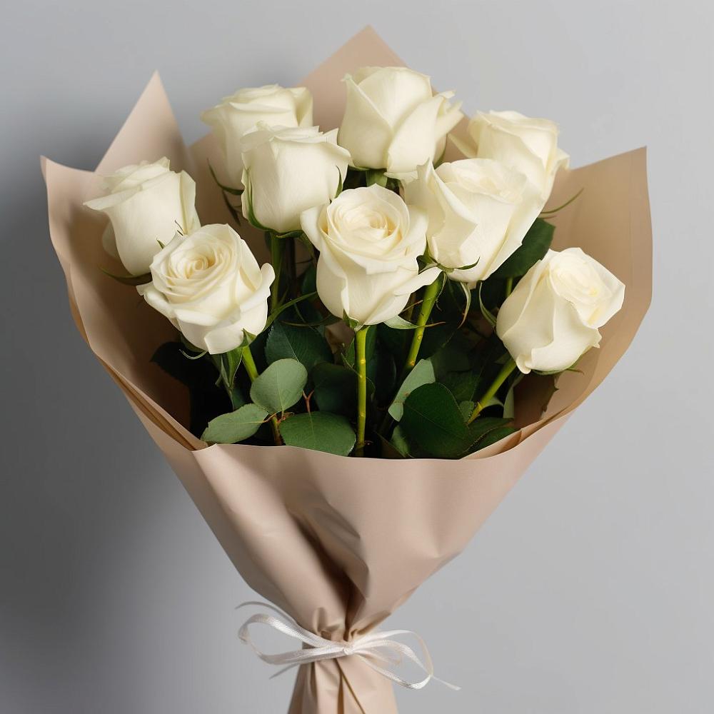 Букет 9 Белых роз Эдлесс Лав в Поселок Памяти 13 Борцов