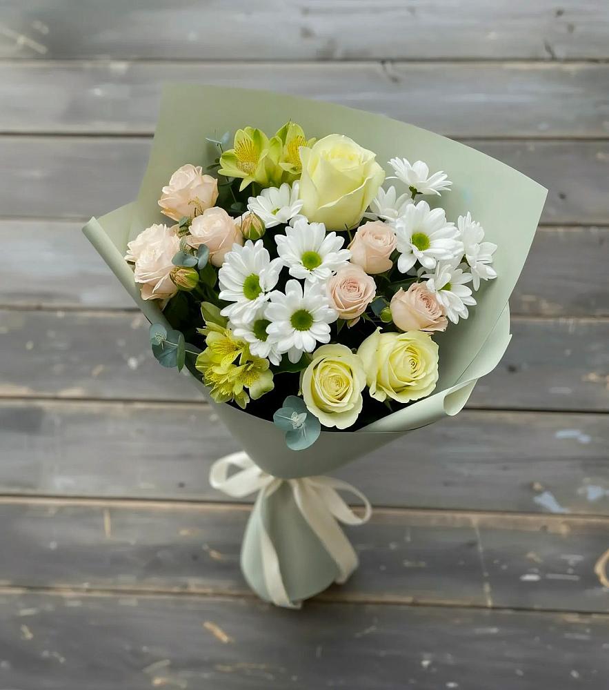 Букет цветов из: Альстромерии, Розы и Хризантемы в Поселок Памяти 13 Борцов