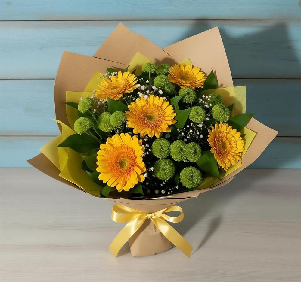 Букет цветов из: Герберы и Хризантемы в Поселок Памяти 13 Борцов