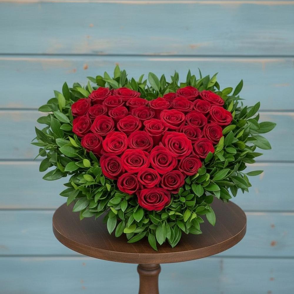 Цветочная композиция из Розы в виде сердца в Поселок Памяти 13 Борцов