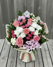 Букет цветов из:  Альстромерии, Гвоздики, Розы и Хризантемы в Поселок Памяти 13 Борцов