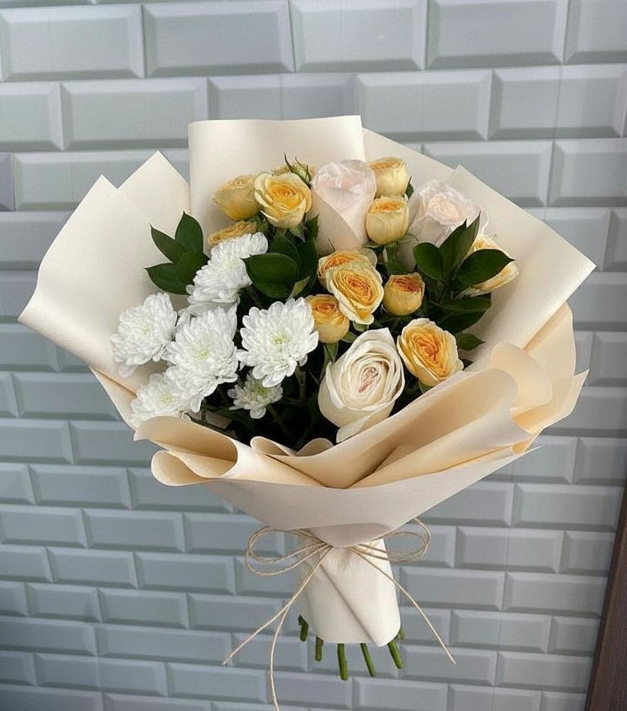 Букет цветов из: Розы и Хризантемы в Поселок Памяти 13 Борцов