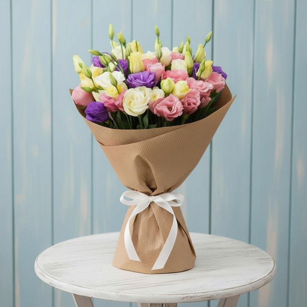 Букет цветов из: Лизиантусы в Поселок Памяти 13 Борцов