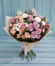 Букет цветов из:  Хризантемы, Розы и Альстромерии в Поселок Памяти 13 Борцов
