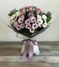 Букет цветов из:  Хризантемы и Розы в Поселок Памяти 13 Борцов