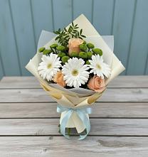 Букет цветов из:  Герберы, Розы и Хризантемы в Поселок Памяти 13 Борцов
