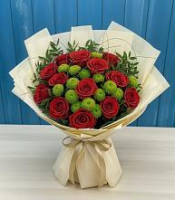 Букет цветов из:  Розы и Хризантемы в Поселок Памяти 13 Борцов
