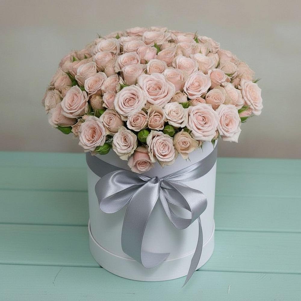 Цветочная композиция из Розы в шляпной коробке в Поселок Памяти 13 Борцов