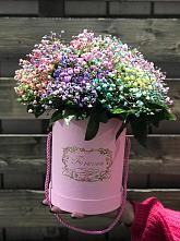 Цветочная композиция из Гипсофила и Розы в шляпной коробке #REPLACE_PRED# Поселок Памяти 13 Борцов